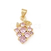 Brass Pave Cubic Zirconia Pendants KK-F919-28G-2