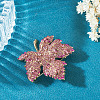 Autumn Maple Leaf Light Gold Alloy Rhinestone Brooch Pins JEWB-TADJ0001-01A-5