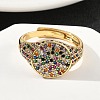 Brass Micro Pave Cubic Zirconia Cuff Rings for Women RJEW-A069-13G-01-2