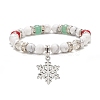 Natural Green Aventurine & Howlite & Mashan Jade Stretch Bracelet BJEW-TA00149-1