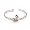 Crystal Rhinestone Heart Open Cuff Ring RJEW-C025-39P-2