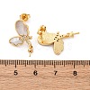 Brass Micro Pave Cubic Zirconia Shell Stud Earrings Findings KK-D363-01E-G-3