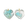 Transparent Resin Natural Chrysocolla Jasper Dyed Chips Pendants G-E185-12G-10-2