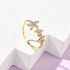 304 Stainless Steel Cubic Zirconia Cuff Open Rings for Women RJEW-Z122-02G-04-1