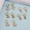 Clear Cubic Zirconia Cone Drop Huggie Hoop Earrings EJEW-SW00005-09-3