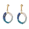 Natural Apatite & Natural Kyanite Faceted Round & Natural Cultured Freshwater Pearl Bead & 304 Stainless Steel Stud Dangle Earrings EJEW-JE07229-01-2