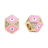 Brass Micro Pave Clear Cubic Zirconia Beads KK-N227-91C-1
