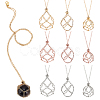 9Pcs 3 Colors Brass Macrame Pouch Necklaces NJEW-GA00005-1