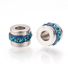 201 Stainless Steel Polymer Clay Rhinestone Inlaid Beads RB-YWC0001-02D-1