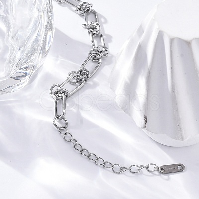 667 Stainless Steel(Grade 201 Equivalent) Paperclip Chain Bracelets for Women BJEW-P347-03P-1