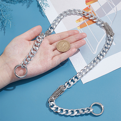 Aluminum & Iron Cuban Link Chains Bag Extender Chains HJEW-PH02129-02-1