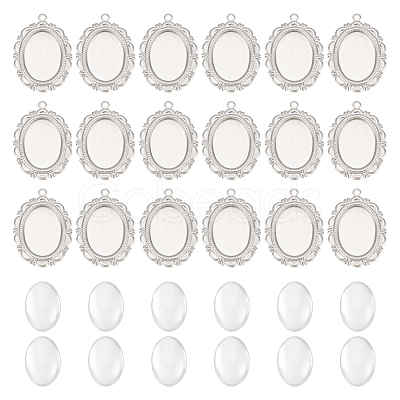 Unicraftale 50Pcs 316 Surgical Stainless Steel Pendant Cabochon Settings STAS-UN0049-60-1