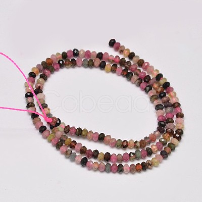 Faceted Rondelle Natural Tourmaline Bead Strands G-F269-44-1