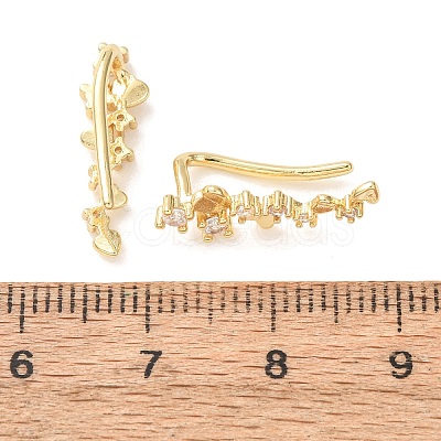 Brass Micro Pave Cubic Zirconia Stud Crawler Earrings KK-CBAA351-03G-1