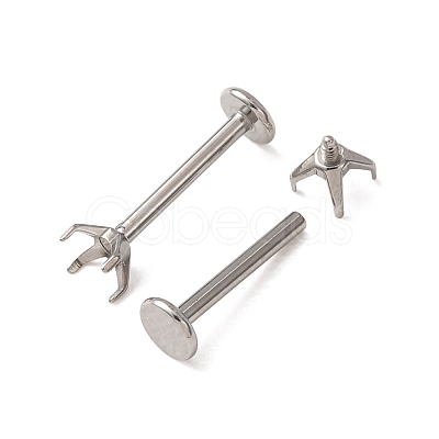 304 Stainless Steel Prong Earring Settings SA-CBA8B85-11B-03-1