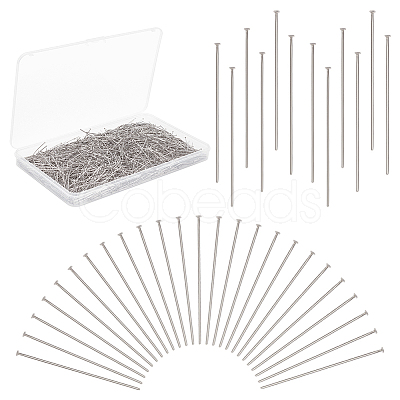 PandaHall Elite 1500Pcs 304 Stainless Steel Flat Head Pins STAS-PH0004-61-1