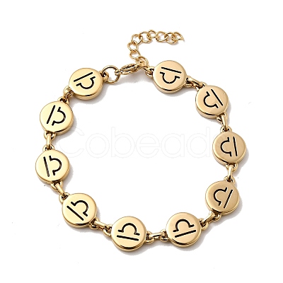 12 Constellations 304 Stainless Steel Link Chain Bracelets BJEW-I239-01G-02-1