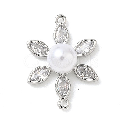 Brass Pave Cubic Zirconia Connector Charms KK-P342-04P-1