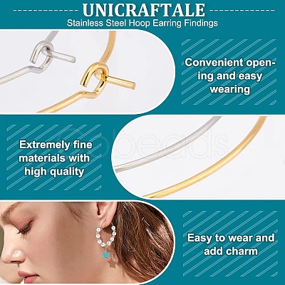 304 Stainless Steel Hoop Earring Findings STAS-UN0003-97-1