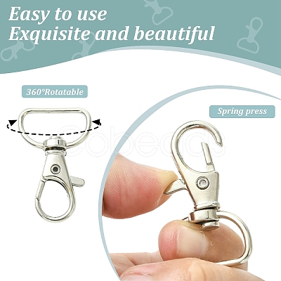 30Pcs 3 Colors Zinc Alloy Swivel D Rings Lobster Claw Clasps FIND-YW0008-62-1