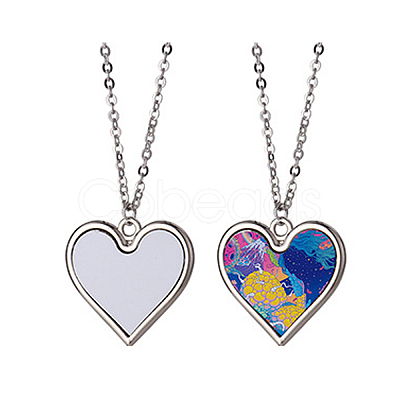 Sublimation Blank Aluminum Pendant Necklace X-NJEW-E020-02P-03-1