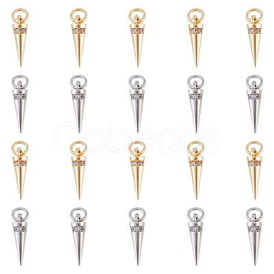 DICOSMETIC 20Pcs 2 Colors Rack Plating Brass Micro Pave Cubic Zirconia Charms KK-DC0003-33-1