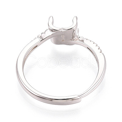 Rhodium Plated 925 Sterling Silver Micro Pave Cubic Zirconia Engagement Solitaire Ring Settings STER-N016-75P-1