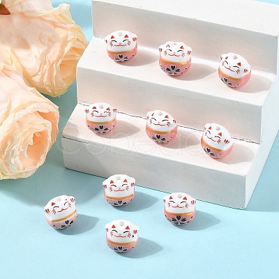 10Pcs Handmade Printed Porcelain Beads PORC-YW0001-29G-1