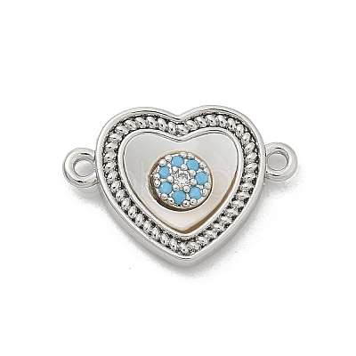 Brass Micro Pave Clear Cubic Zirconia Connector Charms KK-M303-04P-11-1