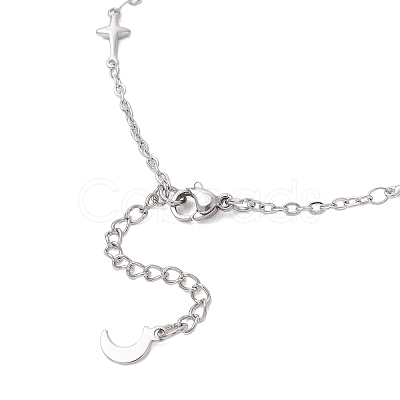 304 Stainless Steel Cross Link Chain Anklets AJEW-AN00739-02-1