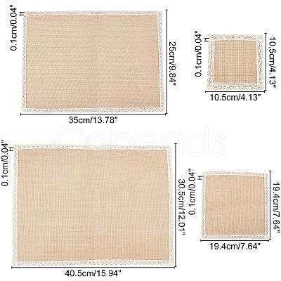 Rectangle Jute Cloth Table Mat AJEW-WH0180-39-1