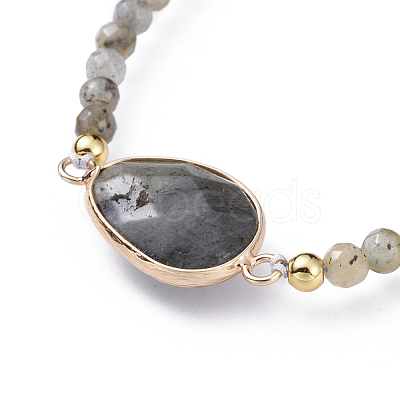Adjustable Natural Labradorite Braided Bead Bracelets BJEW-JB04559-01-1