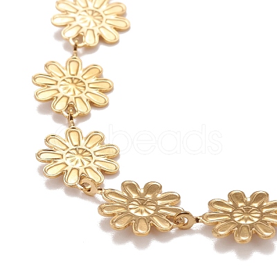 Enamel Daisy Link Chain Necklace NJEW-P220-01G-06-1