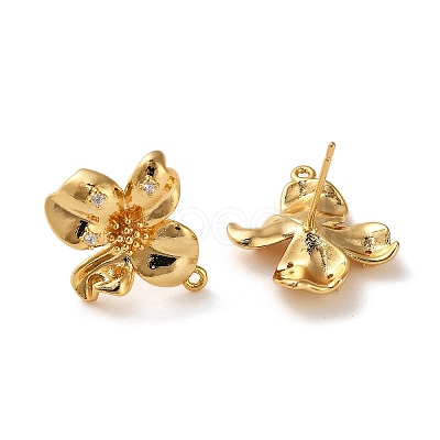 Brass Micro Pave Cubic Zirconia Stud Earring Findings KK-P285-05G-1