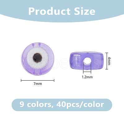 360Pcs 9 Colors Transparent & Printed Acrylic Beads OACR-DC0001-40-1