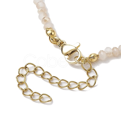 Glass Beads with Shell Heart Necklaces NJEW-JN04681-03-1