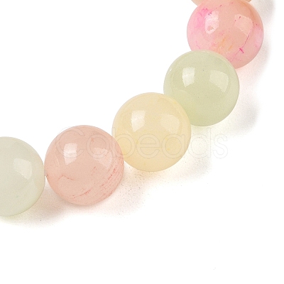 Natural Green Jade(Dyed) Round Beaded Stretch Bracelets G-U005-01C-02-1
