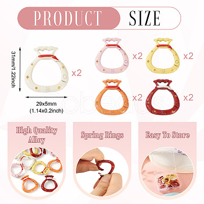 10Pcs 5 Colors Alloy Spring Gate Rings FIND-TA0008-59B-1