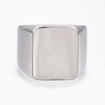 Tarnish Resistant 304 Stainless Steel Signet Band Rings for Men RJEW-G091-16-18mm-P-1