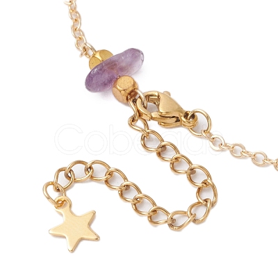 Natural Amethyst Beaded Bracelets BJEW-JB11310-01-1
