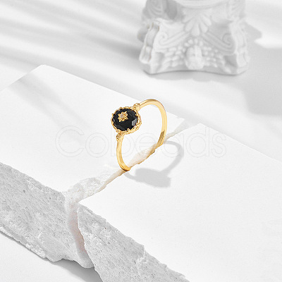 925 Sterling Silver & Clear Cubic Zirconia & Natural Agate Finger Rings FS-WG1BD13-02-1