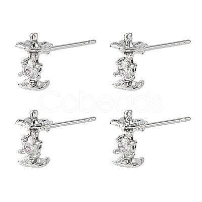 SHEGRACE Apple Brass Micro Pave Clear Cubic Zirconia Stud Earrings XGRQ4N144-715P-1