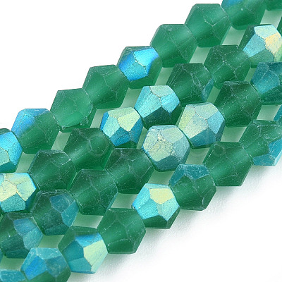 Imitate Austrian Crystal Bicone Frosted Glass Beads Strands GLAA-F029-TM4mm-A10-1
