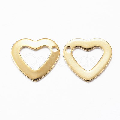 201 Stainless Steel Open Heart Charms STAS-H557-37G-1