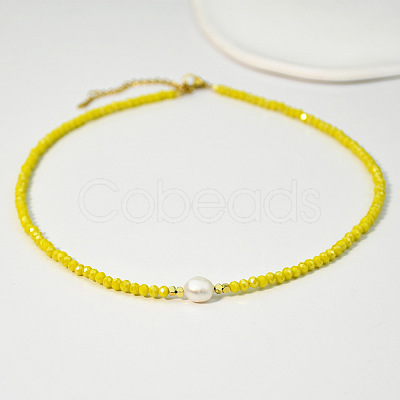 Natural Freshwater Pearl & Glass Beaded Necklaces for Women AC5368-5-1