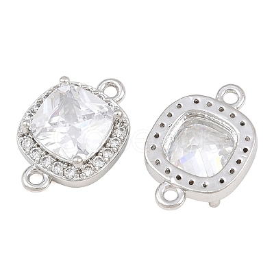 Brass Micro Pave Clear Cubic Zirconia Connector Charms CU-CBA7BFE-01A-P-1