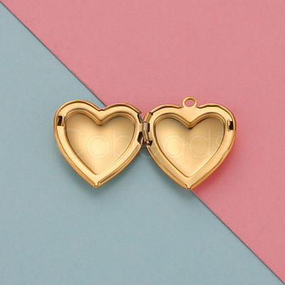 Stainless Steel Locket Pendants HEAR-PW0001-067G-1