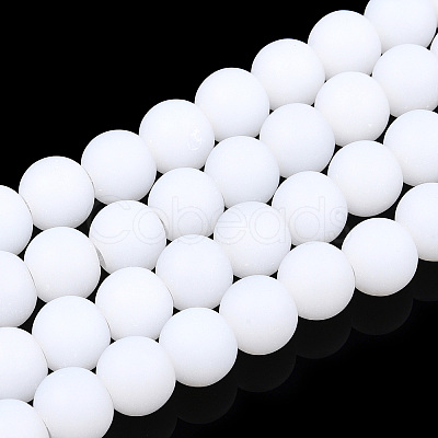 Imitation Jade Glass Beads Strands GLAA-T032-J8mm-MD01-1