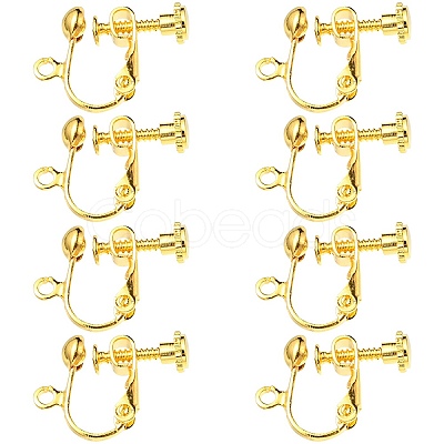Rack Plated Brass Screw Clip-on Earring Findings KK-YW0001-10G-1