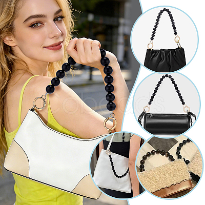 Acrylic Imitation Pearl Round Beaded Bag Handles PURS-WH0002-036-1